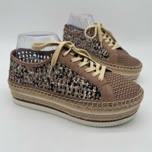 Vince Camuto Kemmiy Platform Espadrille Sneaker Taupe Namibi Snake Size 8.5 M